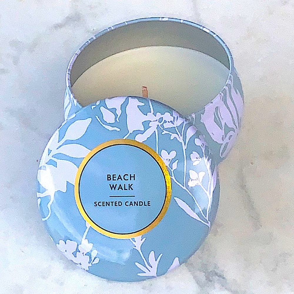 SUSAN JACOBS NEW YORK CANDLE “BEACK WALK” NEW 1 WICK METAL TIN 3.3…